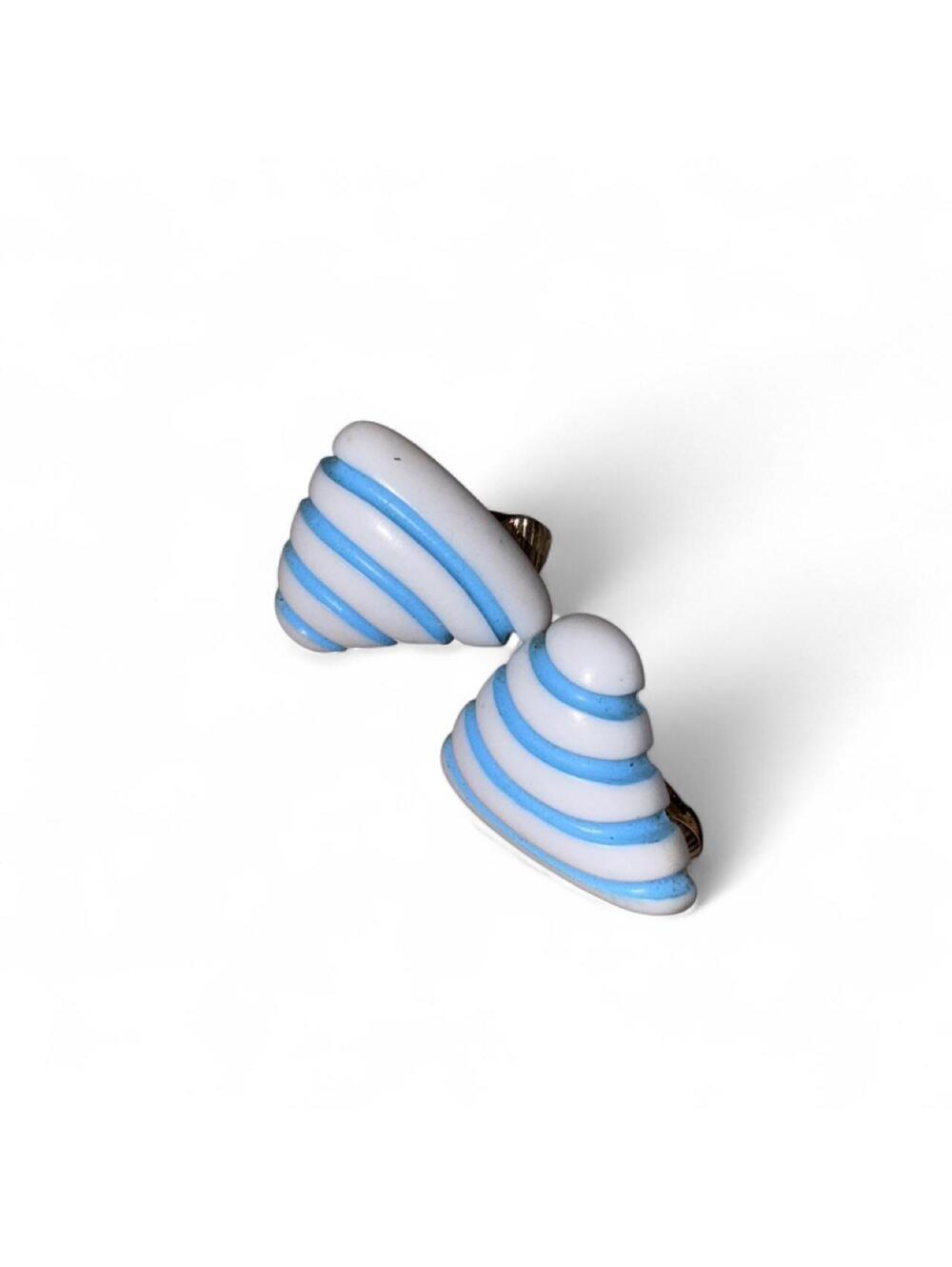13-Blue and white striped‎ bunny earrings #kawaii #pastel